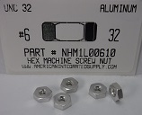 #6-32 HEX MACHINE SCREW NUT 6061T6 ALUMINUM
