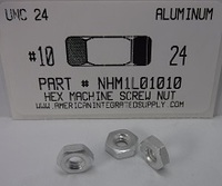 #10-24 HEX MACHINE SCREW NUT 6061T6 ALUMINUM