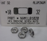#10-32 HEX MACHINE SCREW NUT 6061T6 ALUMINUM