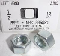 1/2-13 LEFT HAND HEX NUT STEEL ZINC PLATED