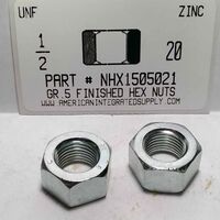 1/2-20 FINISHED HEX NUT SAE J995 GRADE 5 STEEL ZINC PLATED