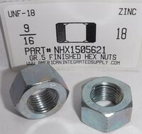 9/16-18 FINISHED HEX NUT SAE J995 GRADE 5 STEEL ZINC PLATED