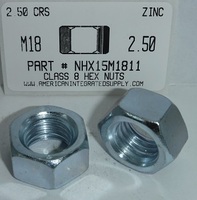 M18-2.50 FINISHED HEX NUT CLASS 8 STEEL ZINC PLATED D934