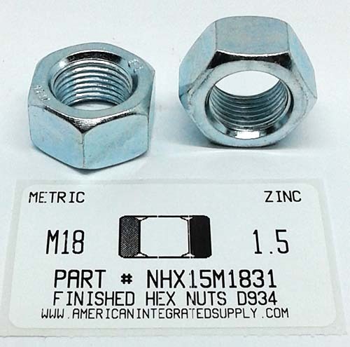 M18-1.50 FINISHED HEX NUT CLASS 8 STEEL ZINC D934