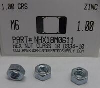 M6-1.00 FINISHED HEX NUT CLASS 10 STEEL ZINC D934-10