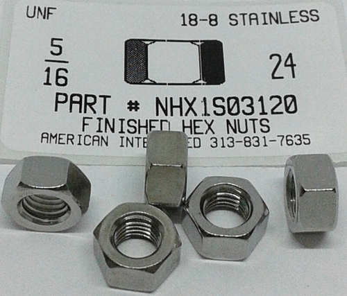 5/16-24 FINISHED HEX NUT 18-8 STAINLESS STEEL