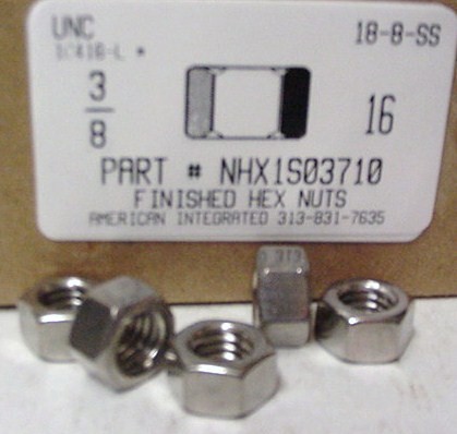 3/8-16 FINISHED HEX NUT 18-8 STAINLESS STEEL