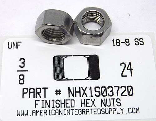 3/8-24 FINISHED HEX NUT 18-8 STAINLESS STEEL