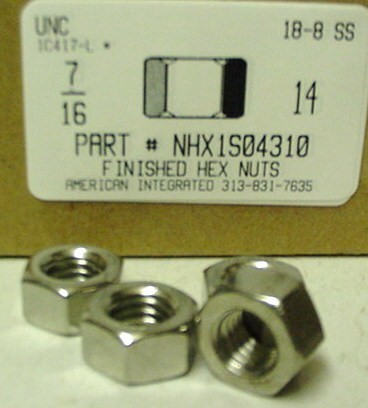 7/16-14 FINISHED HEX NUT 18-8 STAINLESS STEEL