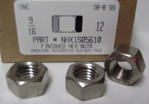 9/16-12 FINISHED HEX NUT 18-8 STAINLESS STEEL