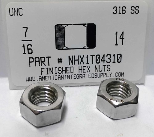 7/16-14 FINISHED HEX NUT 316 STAINLESS STEEL