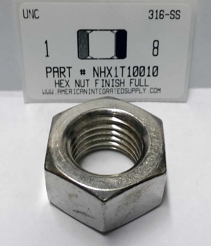 1"-8 FINISHED HEX NUT 316 STAINLESS STEEL