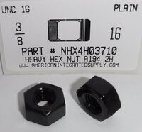 3/8-16 HEAVY HEX NUT A194 GRADE 2H STEEL PLAIN