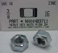 3/8-16 HEAVY HEX NUT A194 GRADE 2H STEEL ZINC PLATED