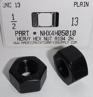 1/2-13 HEAVY HEX NUT A194 GRADE 2H STEEL PLAIN