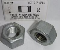 3/4-10 HEAVY HEX NUT GRADE A194 2H STEEL HOT DIPPED GALVANIZED