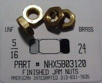 5/16-24 HEX JAM NUT BRASS