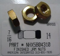 7/16-14 HEX JAM NUT BRASS