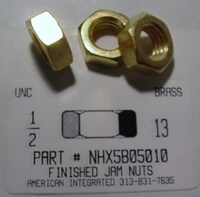 1/2-13 HEX JAM NUT BRASS