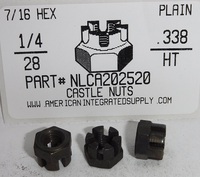1/4-28 HEX CASTLE NUT STEEL PLAIN 7/16
