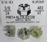 3/8-24 HEX CASTLE NUT ALUMINUM 9/16 HEX X .403 TH (DISCONTINUED)