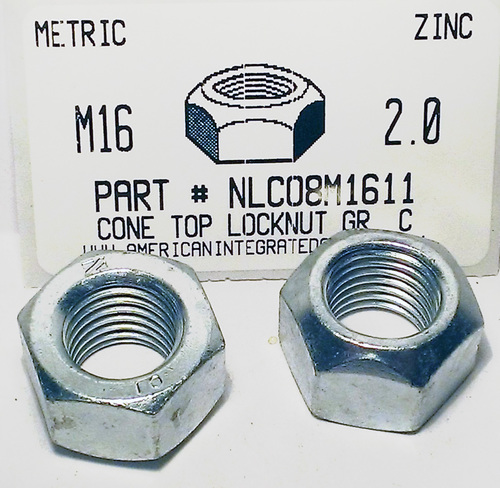 M16-2.00 HEX CONE TOP LOCK NUT CLASS 10 STEEL ZINC PLATED