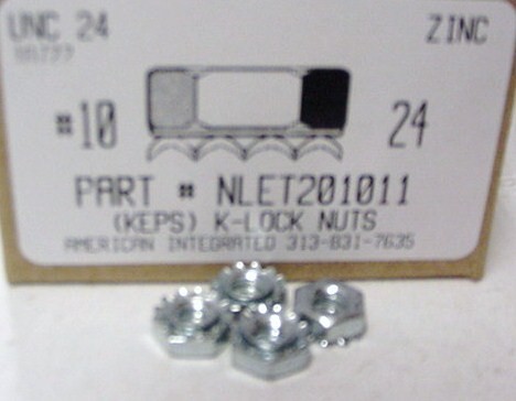 #10-24 HEX K-LOCKNUT WITH EXTERNAL TOOTH WASHER ATTACHED STEEL ZINC PLATED