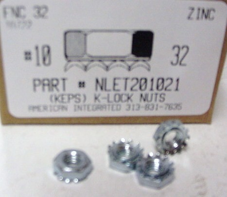 #10-32 HEX K-LOCK NUT WITH EXTERNAL TOOTH WASHER ATTACHED STEEL ZINC PLATED