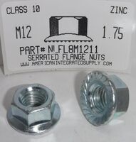M12-1.75 HEX SERRATED FLANGE LOCK NUT CLASS 10 STEEL ZINC PLATED