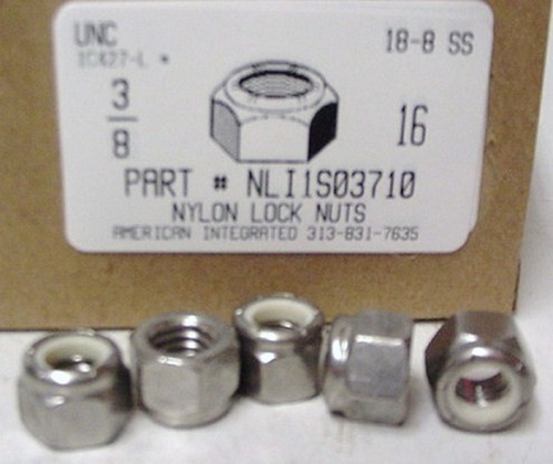 3/8-16 HEX NYLON INSERT LOCKNUT NE SERIES 18-8 STAINLESS STEEL