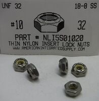 #10-32 THIN NYLON INSERT LOCK NUT NTM SERIES 18-8 STAINLESS STEEL
