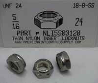 5/16-24 THIN NYLON INSERT LOCK NUT NTE SERIES 18-8 STAINLESS STEEL
