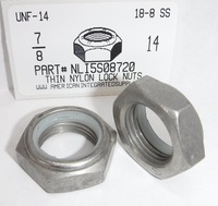 7/8-14 THIN NYLON INSERT LOCK NUT NTE SERIES 18-8 STAINLESS STEEL