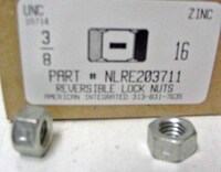 3/8-16 HEX REVERSIBLE LOCKNUT COLD FORMED STEEL ZINC PLATED