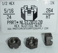 5/16-24 HEX SLOTTED NUT STEEL PLAIN 1/2"AF X .264"TH (DISCONTINUED)