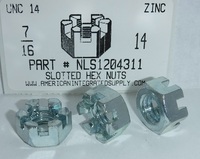 7/16-14 HEX SLOTTED NUT ZINC PLATED (DISCONTINUED WILL NOT RESTOCK)