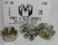 1/2-20 HEX SLOTTED NUT STEEL ZINC PLATED