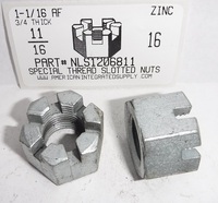 11/16-16 SPECIAL THREAD HEX SLOTTED NUT STEEL ZINC PLATED 1-1/16"AF X 3/4"TH (DISCONTINUED)