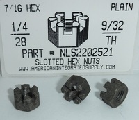 1/4-28 THICK HEX SLOTTED NUT STEEL PLAIN 7/16"AF X 9/32"TH (DISCONTINUED)