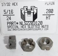 5/16-24 HEX SLOTTED NUT STEEL PLAIN 17/32" AF X .280" TH (DISCONTINUED)