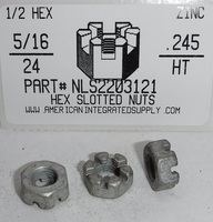 5/16-24 HEX SLOTTED NUT STEEL ZINC PLATED 1/2"AF X .245" TH (DISCONTINUED)