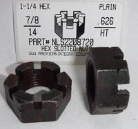 7/8-14 HEX SLOTTED NUT STEEL PLAIN 1-1/4" AF X .626" TH (DISCONTINUED)