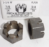 7/8-14 HEX SLOTTED NUT STEEL PLAIN 1-1/4" AF X 3/4" TH (DISCONTINUED)
