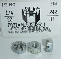 1/4-20 HEAVY HEX SLOTTED NUT STEEL ZINC PLATED 1/2" HEX .242" TH (DISCONTINUED)
