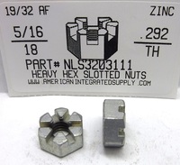5/16-18 HEAVY HEX SLOTTED NUT STEEL ZINC PLATED 19/32 AF X .292 TH (DISCONTINUED)