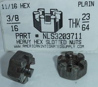 3/8-16 HEAVY HEX SLOTTED NUT STEEL PLAIN 11/16"AF X 23/64"TH (DISCONTINUED)
