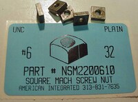 #6-32 SQUARE MACHINE SCREW NUT STEEL PLAIN 5/16 AF X 7/64 TH (DISCONTINUED)