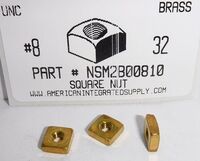 #8-32 SQUARE MACHINE SCREW NUT BRASS 11/32 AF X 1/8 TH