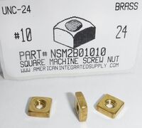 #10-24 SQUARE MACHINE SCREW NUT BRASS 3/8 AF X 1/8 TH