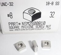 #8-32 SQUARE MACHINE SCREW NUT 18-8 STAINLESS STEEL